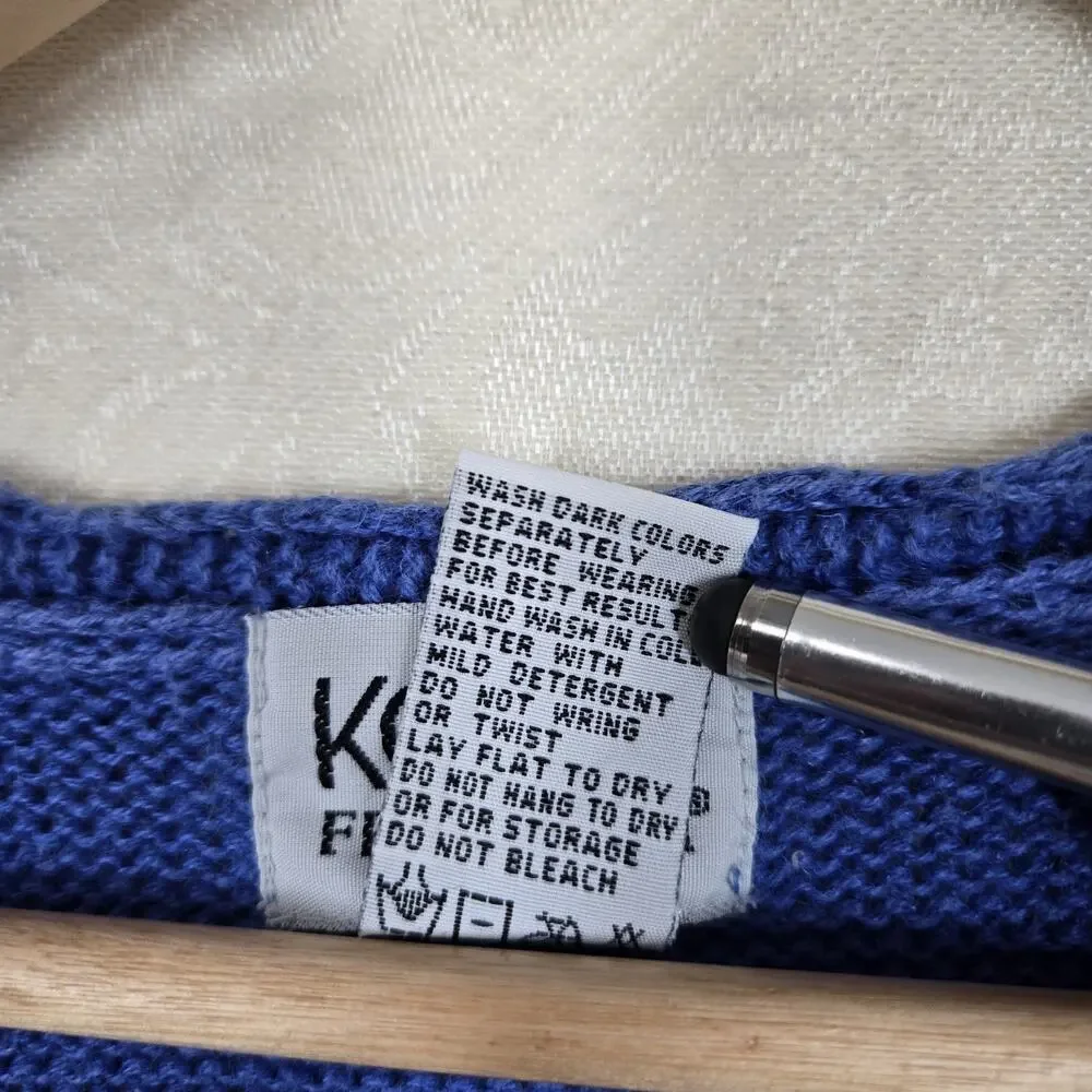 Vintage Koret Francisca Sweater Vest M Blue Floral Embroider Garden Cottagecore